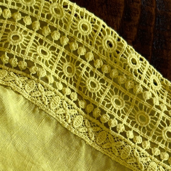 Terzo Mullanio | Citrus Yellow 100% Italian Linen Boho Top - Picture 4 of 5